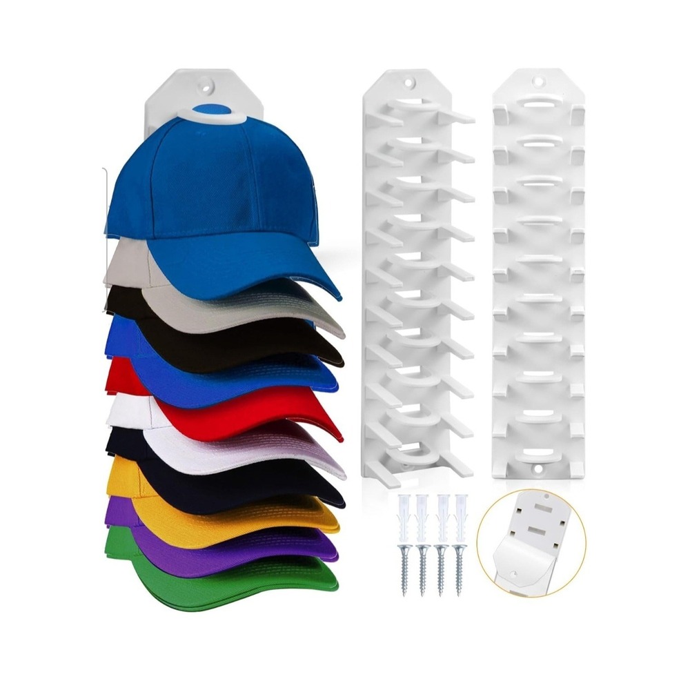 Baseball Cap Hat Rack Wall Door Hanger Holder Storage Organize 20 Hooks Adhesive - Picture 2 of 7